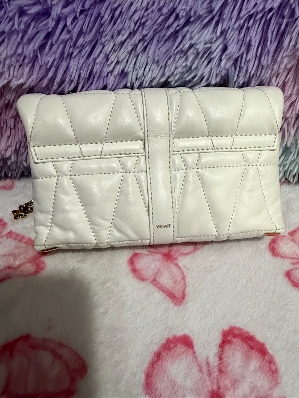 Versace White Quilted Crossbody Bag with Gold Chain - Picture 12 of 14